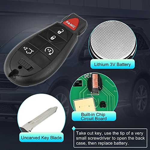 X AUTOHAUX 2pcs Replacement Keyless Entry Remote Car Key Fob M3N5WY783X 433Mhz for Dodge Grand Caravan Challenger Charger for Ram 1500 2500 5 Button with Door Ke