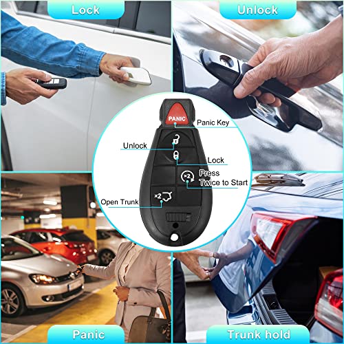 X AUTOHAUX 2pcs Replacement Keyless Entry Remote Car Key Fob M3N5WY783X 433Mhz for Dodge Grand Caravan Challenger Charger for Ram 1500 2500 5 Button with Door Ke