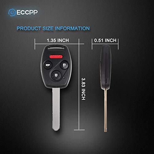 ECCPP Uncut 313.8MHz Keyless Entry Remote Key Fob Ignition Key Fob for Honda Accord CR-V Element OUCG8D-380H-A (Pack of 2)