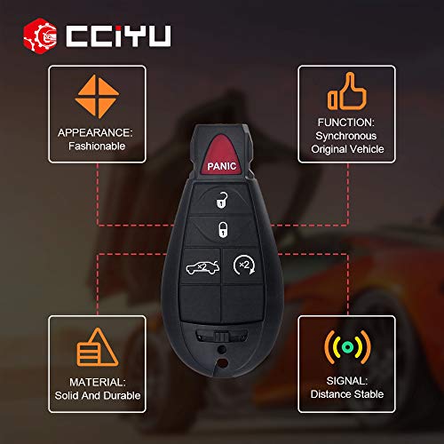 cciyu X 1 Flip Key Fob with Key Blade 5 buttons Replacement for 08 09 10 11 12 for C hrysler for D odge for J eep Series with FCC 56046639AC