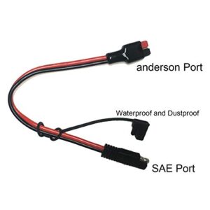 NEWZINIU with Waterproof and Dustproof Cover SAE TOandersonPort Adapter 12AWG Cable，for Pre-Wired RV Boat Charge Battery Solar Panel-30cm/0.98ft