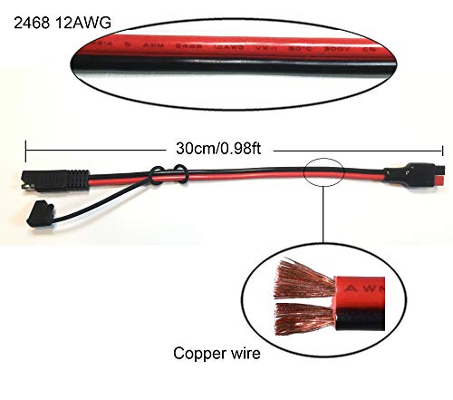 NEWZINIU with Waterproof and Dustproof Cover SAE TOandersonPort Adapter 12AWG Cable，for Pre-Wired RV Boat Charge Battery Solar Panel-30cm/0.98ft