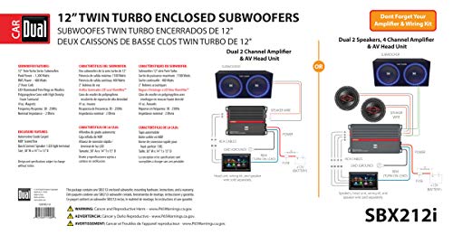 Dual Electronics SBX212i 12-inch illumiNITE High Performance Studio Enclosed Subwoofers with 1,200 Watts of Peak Power & 41-Ounce Magnets