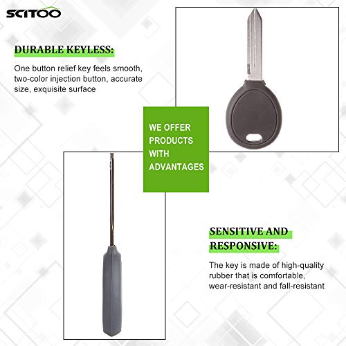 SCITOO Compatible with Keyless Entry Kit, 2 New Uncut Key Fob Replacement Transponder Chip Ignition Key 46 Blank Blade Tan Head 04-16 for Jeep for Patriot for Commander 5102247AA