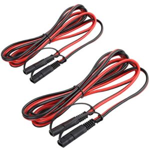 2 pcs sae to sae 2 pin extension cable quick disconnect wire harness 16 gauge sae dc power battery connector with dust cap(4 ft + 8 ft)