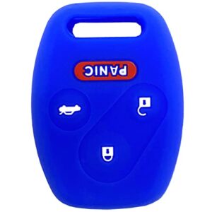 Black and Blue Silicone Rubber Keyless Entry Remote Key Fob Case Skin Cover Protector for Honda 3+1 Buttons