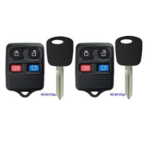 2 aks keys compatible with lincoln ls 2000 2001 2002 keyless fob + 4d 60 key