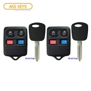 2 AKS KEYS Compatible with Lincoln LS 2000 2001 2002 Keyless Fob + 4D 60 Key