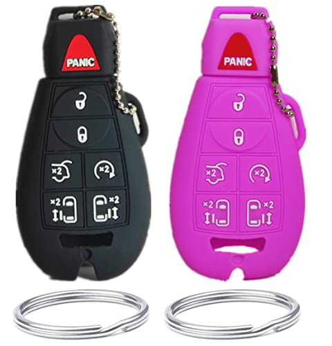 Silicone Key Fob Covers Protector Keyless Remote Holder Compatible with Chrysler Town Country Dodge Grand Caravan Charger Challenger Durango Journey Ram Magnum Jeep M3N5WY783X 2701A-C01C b098j537f5