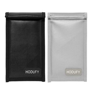 hodufy upgraded faraday bags for key fob (2 pack), 7.7 x 4.7 inches faraday cage protector, fireproof waterproof cell phone signal jammer, car rfid signal blocking, anti-theft pouch