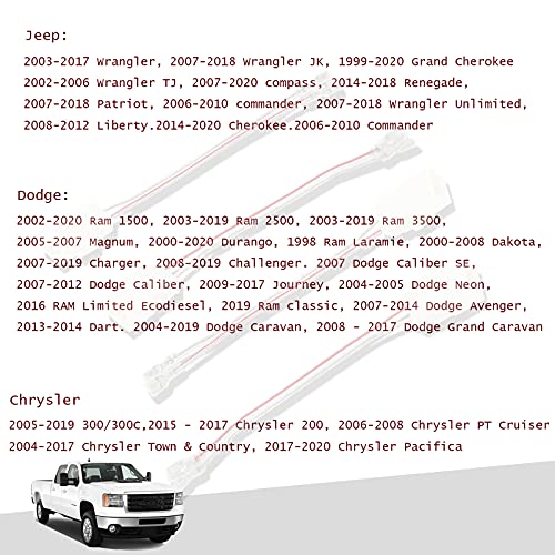 RED WOLF Aftermarket Front Rear Door Speaker Wire Harness Connector Plug Adapter 72-6514 for 2002-2019 Jeep Wrangler JK, Chrysler, Dodge Vehicles 4 PCS