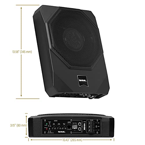 Sound Storm Laboratories US10K 10 Inch Under Seat Powered Car Audio Subwoofer - 1000 Watts Max, Low Profile, Built in Amplifier, for Truck, Boxes and Enclosures, Remote Subwoofer Control