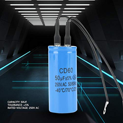 CD60 250V AC 50uF Motor Start Capacitor Run Capacitor with Wire Lead for Motor Air Compressor