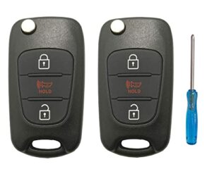 horande folding flip replacement key fob cover case fit for 2010-2014 kia soul rio sportage keyless entry key fob shell (pack2)