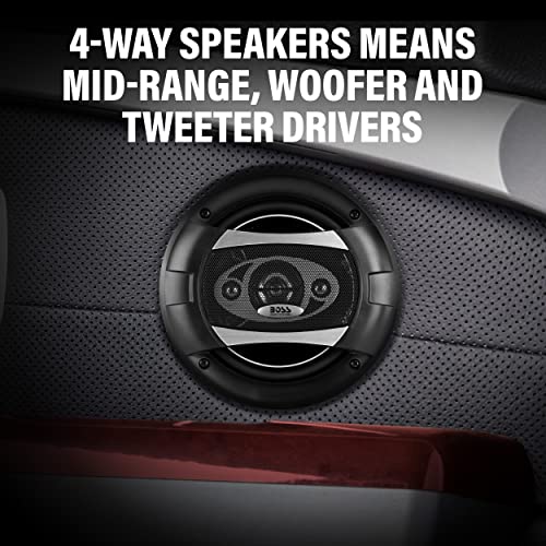 BOSS Audio Systems P65.4C Phantom Series 6.5 Inch Car Stereo Door Speakers - 400 Watts Max, 4 Way, Full Range, Tweeters, Coaxial, Sold in Pairs, Hook Up To Amplifier