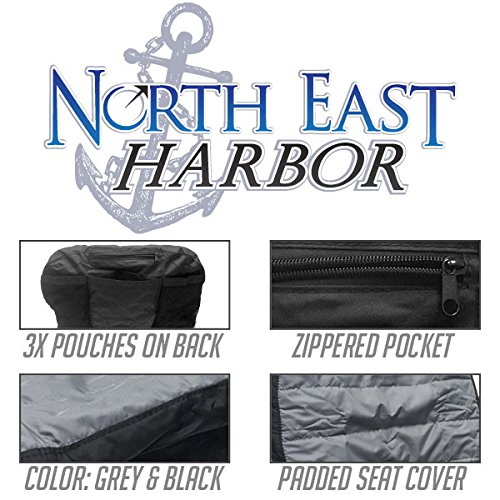 North East Harbor NEH Universal Lawn Mower Tractor Seat Cover Grey Padded Comfort Pad Storage Pouch