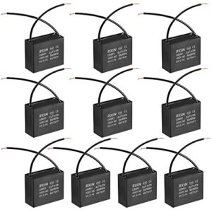 uxcell ceiling fan capacitor cbb61 2uf 450v ac 2 wires metalized polypropylene film capacitors 36.5x16x29.5mm for water pump motor generator, pack of 10