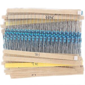 MCIGICM 30 Values 1% Resistor Assortment, 600pcs 0 Ohm-1M Ohm 1/4W Metal Film Resistors Assortment