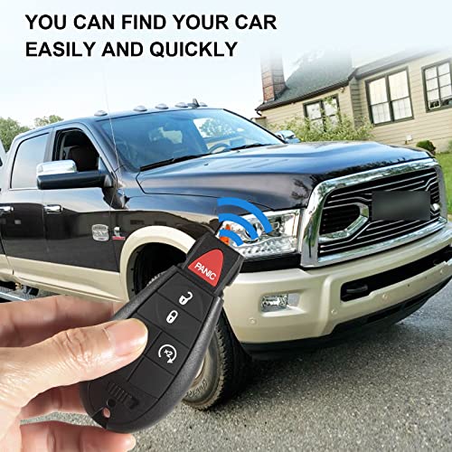 SaverRemotes 4 Button Key Fob Compatible for 2013-2018 Dodge Ram 1500 2500 3500 Keyless Entry Remote Replacement for GQ4-53T