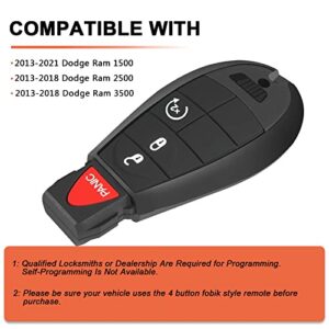 SaverRemotes 4 Button Key Fob Compatible for 2013-2018 Dodge Ram 1500 2500 3500 Keyless Entry Remote Replacement for GQ4-53T