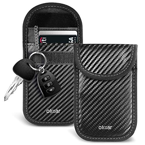 Olixar Car Key Signal Blocker Case/RFID Pouch - Car Keys Signal Blocker for Car Keyless Entry - Faraday Pouch - RFID & NFC Signal Blocking Wallet - Protect Keys & Credit Cards - Carbon Fiber