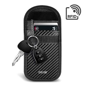 Olixar Car Key Signal Blocker Case/RFID Pouch - Car Keys Signal Blocker for Car Keyless Entry - Faraday Pouch - RFID & NFC Signal Blocking Wallet - Protect Keys & Credit Cards - Carbon Fiber
