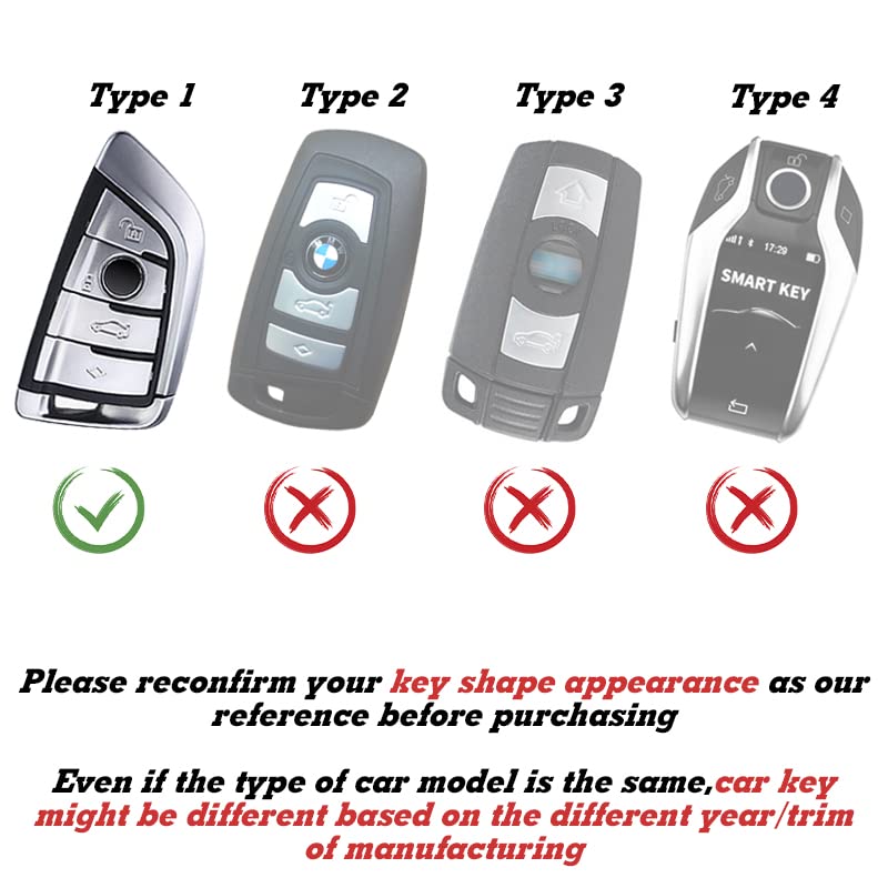 Xotic Tech M-Colored Stripe Carbon Fiber Leather Remote Key Fob Cover Case Compatible with BMW X1 X5 X6 5 7 Series F48 F15 F16 G30 G31 G11 G12