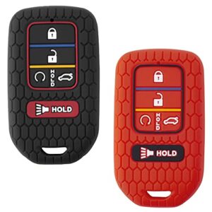 ame 2pcs deluxe key fob cover for honda accord cr-v civic pilot (red black combo)