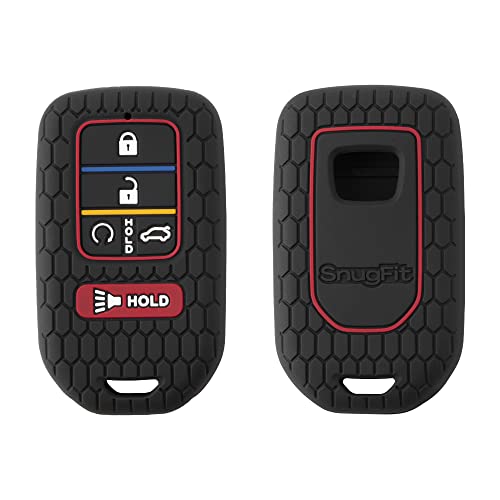 AME 2PCS Deluxe Key Fob Cover for Honda Accord CR-V Civic Pilot (RED Black Combo)