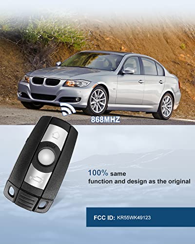 ECCPP KR55WK49123 Uncut 3 Buttons Ignition Key Fob Replacement for B MW 128i 135i 325i 328i 335i 525i 528i 530i 535i 550i 650i M5 M6 X5 X6 KR55WK49123