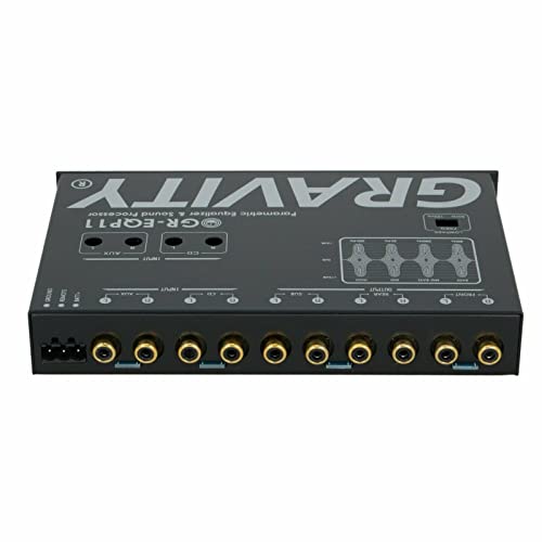 Gravity GR-EQP11 Digital Bass Machine 1/2 Din 9V 4-Way Car Parametric Equalizer w/Front, Rear + Sub Output and Night Illumination