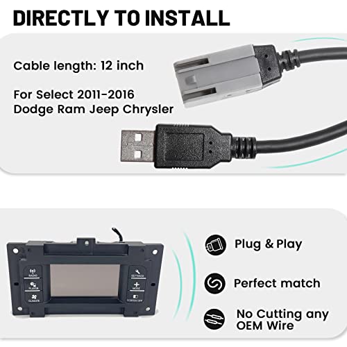 RED WOLF Car Radio Factory USB Port Retention Cable Wiring Harness Compatible with Jeep Dodge Ram Chrysler 2010-2015 Retain OE USB Wire Connector Adapter Install Aftermarket Stereo CD Player Headunit