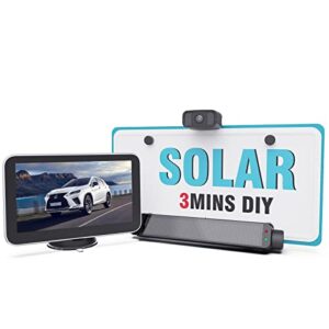 nuoenx solar wireless backup camera for truck, 3mins no wiring installation, 6700 solar powered battery car back up camera system with 7″ monitor, ip69k waterproof license plate camera for trailer/rv