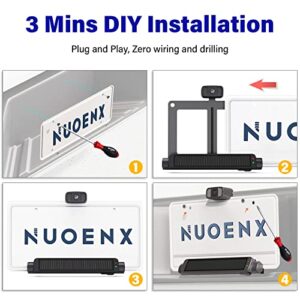 Nuoenx Solar Wireless Backup Camera for Truck, 3Mins No Wiring Installation, 6700 Solar Powered Battery Car Back Up Camera System with 7" Monitor, IP69K Waterproof License Plate Camera for Trailer/RV