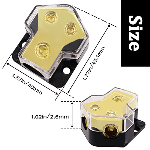 Seamaka 2 Way Power Distribution Block,0/2/4 Gauge in 4/8/10 Gauge Out for Car Audio Splitter O-071