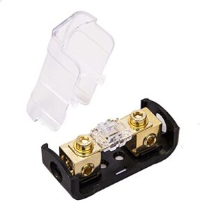 Magic source Mini ANL Fuse Holder Wire Inline Fuse 60 A,4/8 Gauge to 4/8 Ga Copper Gold-Plated Fuse Block for Car Audio (1 Way)