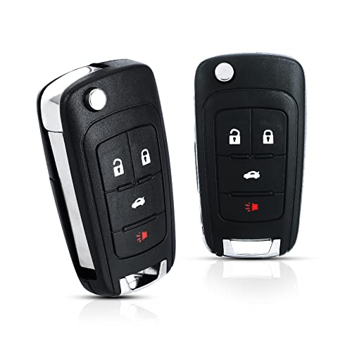 Pilida Key Fob Keyless Entry Remote Control Compatible with Chevy Cruze Malibu GMC OHT01060512 Flip Fob 4 Button 2 Pack