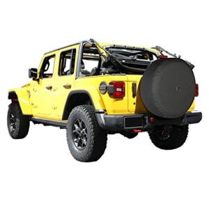 Boomerang - 32" Soft JL Tire Cover for Jeep Wrangler JL (with Back-up Camera) - Sport & Sahara (2018-2021) - Black Denim Vinyl - Integrated Camera Hood