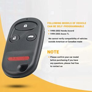 Car Key Fob Keyless Entry Remote Compatible with Honda Accord/Acura TL 1998 1999 2000 2001 2002 2003 4 Button Key Replacement (‎KOBUTAH2T)