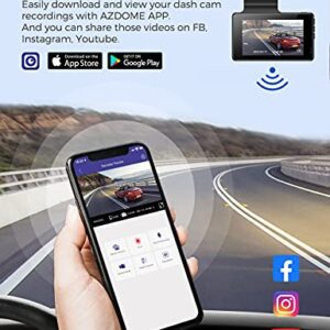 AZDOME 4K Dual Dash Cam Front and Rear, Built-in GPS/WiFi(64G SD Card Included), Dashboard Camera with UHD 3840x2160P, 3" Display, Sony Sensor, 170° FOV, WDR, Night Vision, Parking Monitor, G-Sensor