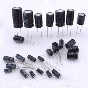 RilexAwhile Aluminium Electrolytic Capacitor Kit 25 Values Total 1uF to 2200uF for TV, VCD, Chargers, Adapters, Electronic Toys (125pcs)