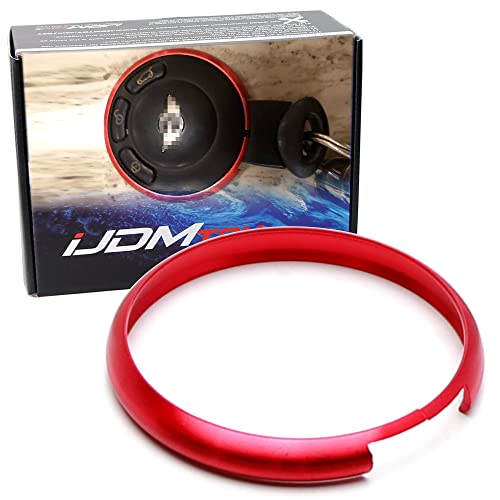 iJDMTOY Red Aluminum Smart Key Fob Surrounding Ring Decoration Compatible With 2008-2014/2015 Gen2 Mini Cooper R55 R56 R57 R58 R59 & Gen1 R60 R61