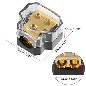 X AUTOHAUX 1pcs 0/2/4 Gauge in 4/8 Gauge Out 2 Way Copper Stereo AMP Power Ground Distribution Block for Car Audio Splitter