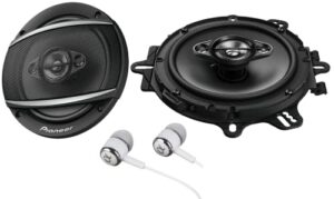 pioneer ts-a1680f a series 6.5″ 350 watts max 4-way car speakers pair with carbon and mica reinforced injection molded polypropylene (impp) cone construction