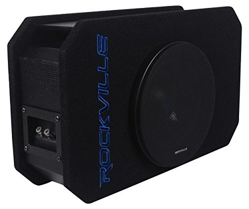 Rockville RMW8P 8" 800w Shallow Car Subwoofer+Tunnel Slot Ported Sub Enclosure, Black