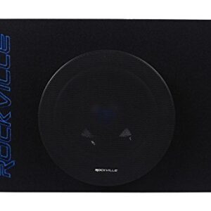 Rockville RMW8P 8" 800w Shallow Car Subwoofer+Tunnel Slot Ported Sub Enclosure, Black