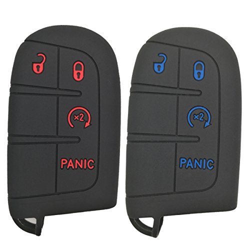 Coolbestda 2Pcs Rubber 4Buttons Smart Key Remote Fob Cover Case Skin Jacket Keyless Protector Bag for Dodge Durango Journey Dart Challenger Jeep Renegade Fiat