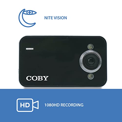 COBY High-Definition Car Dash cam | 1080P HD Wide-Angle Lens Car Camera | Night Vision Camera Recording & Motion Detector | 2.2” Display Dashcam | Auto On/Off & Loop Recording Micro SD | Plug-and-Play