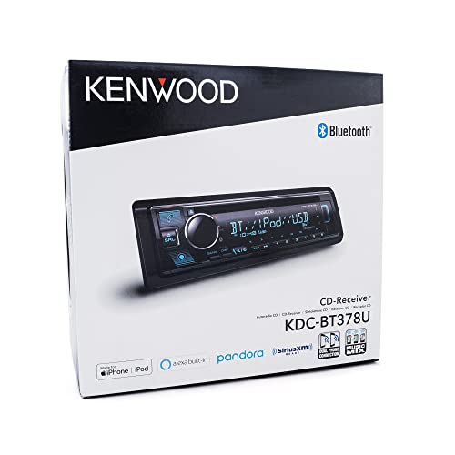 KENWOOD KDC-BT378U CD Car Stereo Receiver with Bluetooth, AM/FM Radio, Variable Color Display, Front High Power USB, Alexa Built in, and SiriusXM Ready