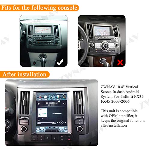 ZWNAV Android 12 Tesla Car Stereo for Infiniti FX35 FX45 2003-2006, HD Touch Screen,Car GPS Navigation Head Unit, Carplay, Radio, DSP